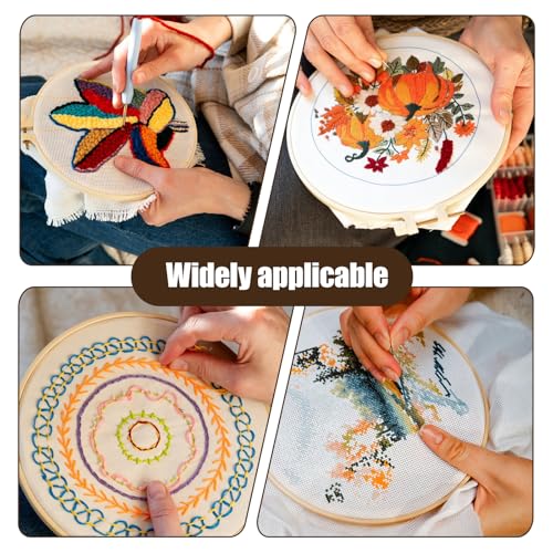 6 Pcs Cross Stitch Fabric with Embroidery Hoop Set