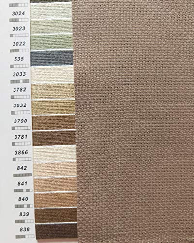 KCS 4 pc of 12" x 18" 14CT Counted Cotton Aida Cloth Cross Stitch Fabric (Beige Brown) - color: Beige Brown