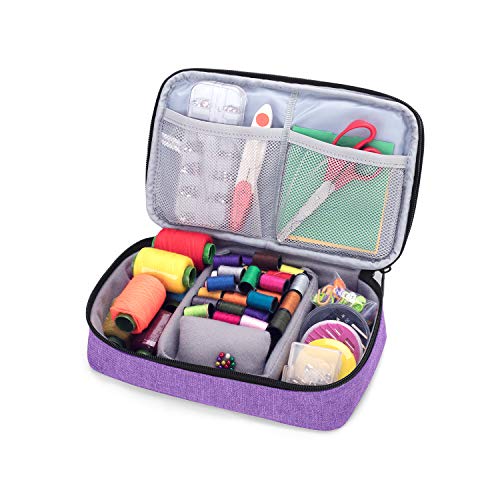 Luxja Double-Layer Sewing Organizer, Purple - color: Purple