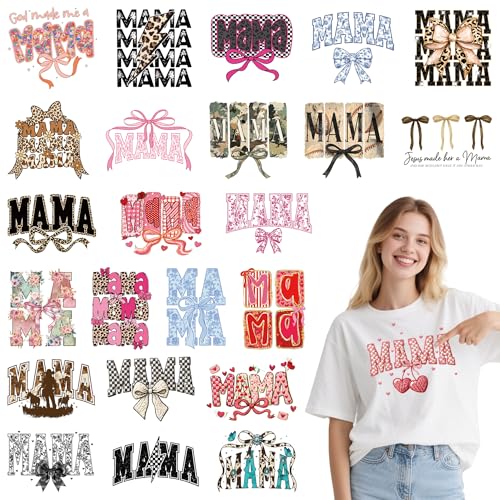 24 Sheets Mother's Day Iron on Transfers for T-Shirts - color: Mama