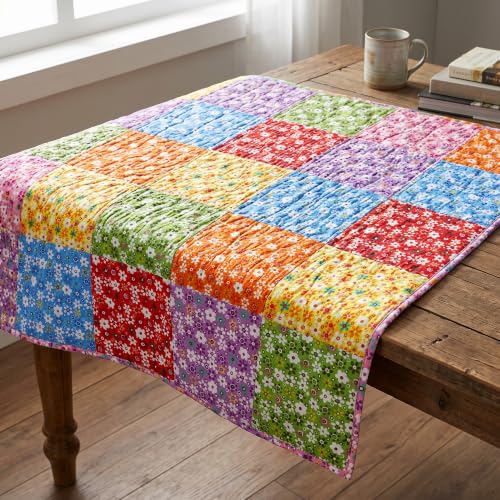 Kingdder 15 Pcs 20 x 20 Cotton Fabric Floral Square Quilting Patchwork Flower Fabric Fat Quarter Colorful Printed Square Patchwork Fat Bundles for DIY Crafts Cloths Handmade Supplies - style: Floral