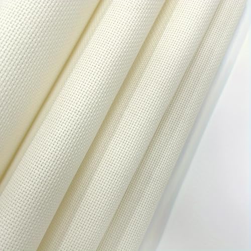 14-Count Cream Aida Cloth - 100x150cm Pre-Cut 100% Cotton Evenweave Fabric with Stiffened Finish (No Hoop Needed) - color: Cream