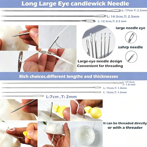 TYMKLMZG 17PCS Big Hole Long Needle for Silicone Taper molds,Hook Punch Needle, Candle Tool Inserting Wick,Awl for Candle Making,Long Needle to Poke Hole in Silicone Mold - color: 17PCS