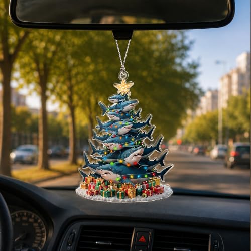 Shark Tree Funny Christmas Ornaments - color: Shark Tree
