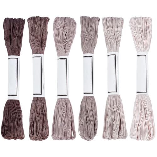 FREEBLOSS 6pcs Sashiko Thread 100% Cotton 6 * 50m(55yds) Japanese Embroidery Sashiko Threads 4-Strand Sewing Thread & Floss for Hand Sewing Embroidery Supplies (Grey), Total 300M/329yds - color: Gray