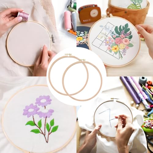 Mormchlots 2Pcs 8 Inch Wood Embroidery Hoops - size: 8 inch