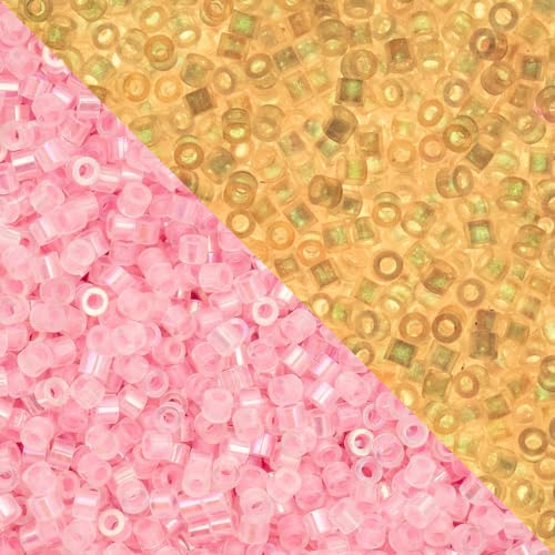 John Bead 25g Cylin Beads Pink Glow in Dark AB 11/0 Glass Cylindrical Seed Beads for Jewelry Bracelets Necklaces Earrings Making Embroidery - color: Pink Glow in Dark AB
