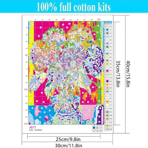 WUSARPLY Flower Stamped Cross Stitch Kits for Beginners Adults - color: J077