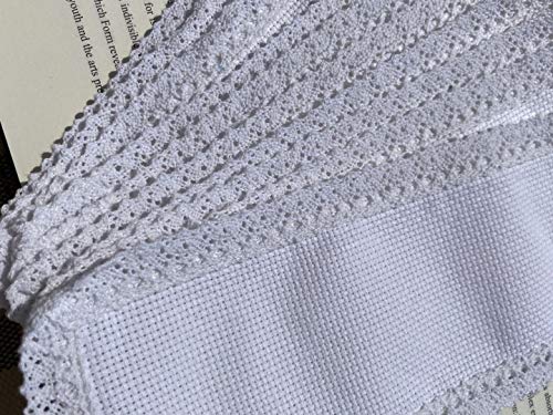 20 Pieces of Book Marker Cross Stitch，net 30x105 aida 100% Cotton 14ct aida with Cotton lace Edge,DIY Blank Book Marker,lace Cross Stitch Book Markers