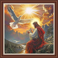 Dimensean Counted Cross Stitch Kit for Beginners, 11CT Unprinted Cross-Stitch Kit Easy Patterns Needlepoint Kit Cross Stitching Embroidery Kit Supplies-Sunrise Jesus Prayer 18x18 inch - color: DIYColor42