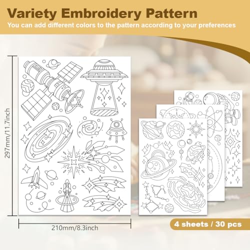 32Pcs Planet Galaxy Water Soluble Sewing Stabilizers - style: Planet Galaxy