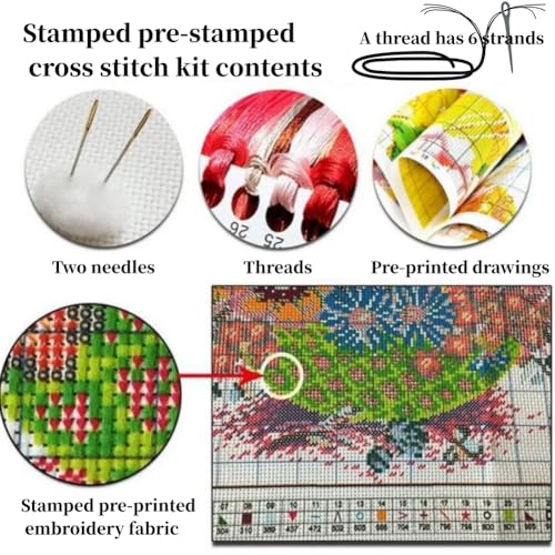 CaptainCrafts Cross Stitch Kits for Adults Stamped Bumblebee Needlecrafts - color: Bumblebee Picking Flowers, style: Stamped