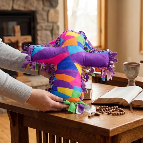 Weysat 6 Sets Religious Cross Tied Pillow Craft Kit 2026 VBS Crafts Christian DIY Pillow Gifts with PP Cotton Sunday School Decor VBS Favors Giveaways - style: Cross
