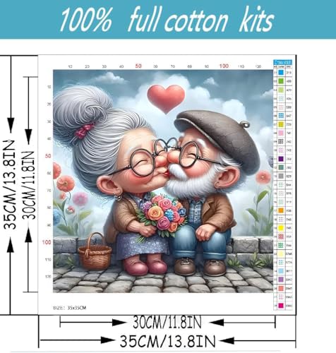 Grandparents Stamped Cross Stitch Kits for Beginners Adults, Dimensions Needlepoint Art Crafts,Counted Cross Stitch Kits Embroidery Kits for Beginners Adults for Home Decor 13.8X13.8inch - color: Cross Stitch-1011-7