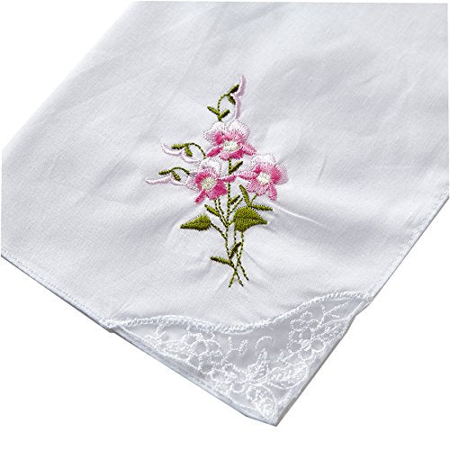 RDS HANKYTEX Cotton Embroidery Ladies' Handkerchiefs Lace Set of 6 - style: 5