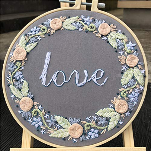 Abillyn Embroidery Starter Kit Love Garland Stamped with Printed Pattern Cross Stitch Embroidery Kits (Garland 1) - color: Garland 1