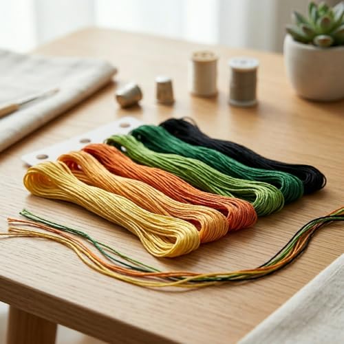 QIZUOLIFE Chinese Embroidery Fan Kit for Beginners - style: Persimmon's Lingering Charm