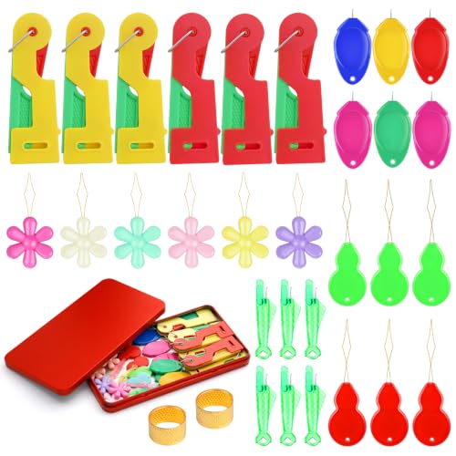Fedmut 33 Pcs Needle Threaders Set, 5 Types Plastic Needle Threading Device - color: 33pcs