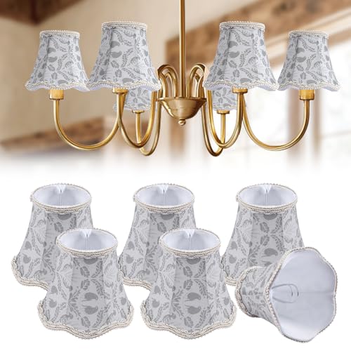 Fuloon Small Clip on Chandelier Lamp Shades, 6 Pack, Branch Bird - color: Branch Bird, size: 6 Pack