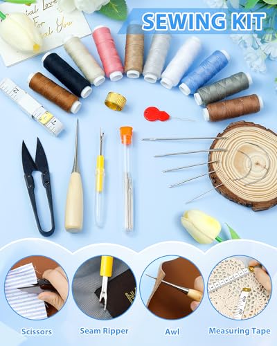 Upholstery Repair Sewing Kit, Heavy Duty Sewing Kit with Sewing Awl, 47PCS - color: 10 Color