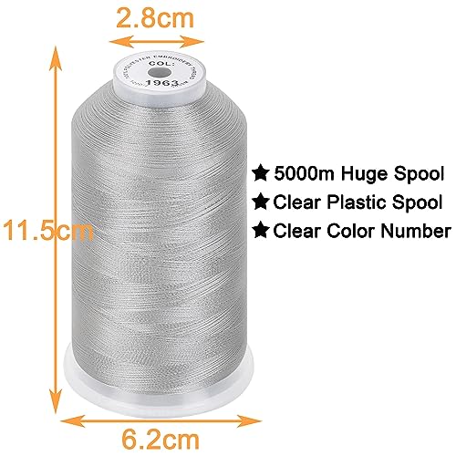 New brothread 5000M Huge Spool Embroidery Machine Thread - Christmas Silver - color: Christmas Silver-1963