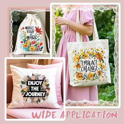 Dazoratix Inspirational Iron on Transfers - 9 Sheets Flower Ready to Press Motivational Heat Transfer Stickers Floral Clothing Decals for T-Shirts Women Clothes Appliques Hat Bag Clothes Decorations - style: Floral Inspiration-9PCs
