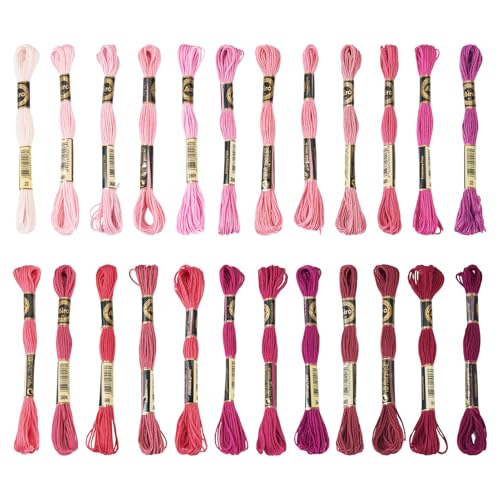 FASHEWELRY 210 Yards Handmade 6-Ply Polyester Embroidery Floss Pink Crewel Cross Stitch Threads 1mm Embroidery Thread Bulk for Jewelry Making Sewing Holiday Decorations Crafts DIY Projects - color: Pink, size: 1mm