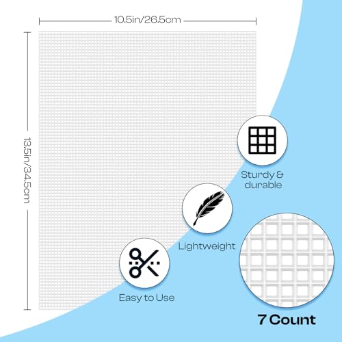 Caydo 2 Pieces 7 Count Plastic Mesh Canvas Sheets for Embroidery - color: Clear White - 2pcs