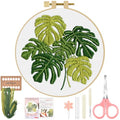 ERKOON Embroidery Kit for Beginners Adult, Cross Stitch Set Include Embroidery Cloth Hoop Threads for Craft Lover Hand Stitch with Embroidery Skill Techniques (Leaf) - color: Leaf