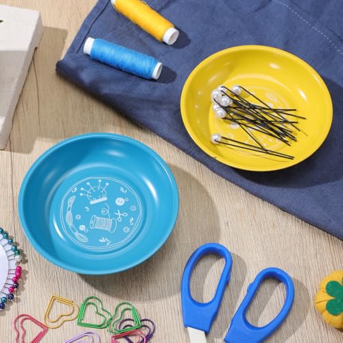 2Pcs Sewing Tool Magnetic Pin Storage Bowl Storage Tray - Magnetic Pin Holder for Sewing Supplies - Convenient Magnetic Needle Storage Holder - Blue+Yellow