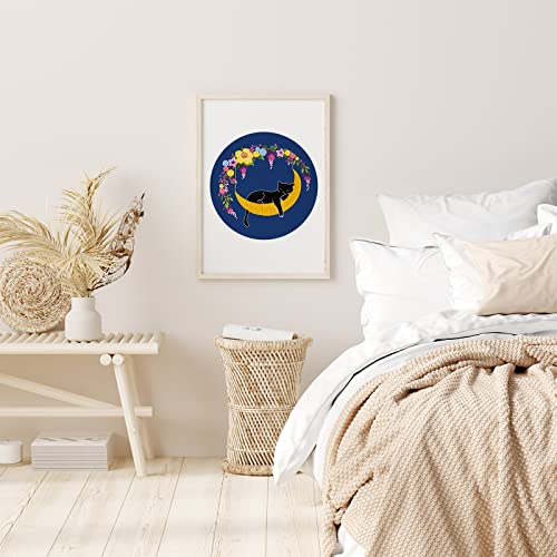 Louise Maelys Cat Moon Embroidery Kit for Beginners Floral Design - color: kit-12