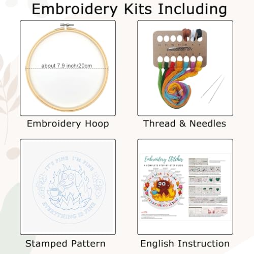 Nuberlic Cute Dog Embroidery Kits for Beginner Adults Cross Stitch Kit with Funny Animal Pattern Include Cloth Hoops Threads Needles - color: Dog