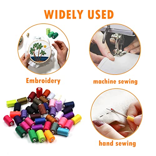 Simthread All Purpose Sewing Thread, 10 Spool White Series 1000 Yards Each Bobbin Polyester Thread for Sewing, Handy Polyester Sewing Threads for Sewing Machine - (White Series) - color: white series