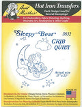 Sleepy Bear Crib Quilt Aunt Martha's Hot Iron Embroidery Transfer