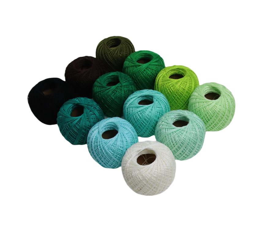 KCS Mercerized Pearl Cotton Thread Size 8 Crochet Needlework Embroidery Threads Ball (12, 12balls02) - color: 12balls02