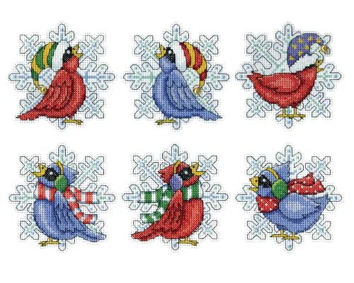 Design Works Crafts Snowbirds Counted Cross Stitch Ornament Kit - Set/6