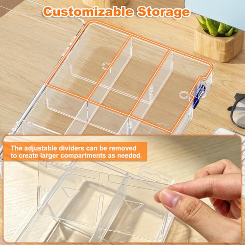 2 Pack 10 Grids Clear Organizer Box with Dividers, 11.7 x 7.9 x 2.4 in - color: 2 Pack, size: Large 10 Grids(11.7 x 7.9 x 2.4 inch)