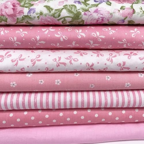 Cotton Fabric DIY Making Supplies Quilting Patchwork Fabric Fat Quarter Bundles DIY for Quilting Cotton Patchwork Cushions (Peony, 9.8" x 9.8") - color: 7pcs Peony, size: 9.8" x 9.8"