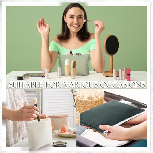 Reginary 10 Pcs Canvas Makeup Bags Bulk Blank Cosmetic Bags,Morandi Color - color: Morandi