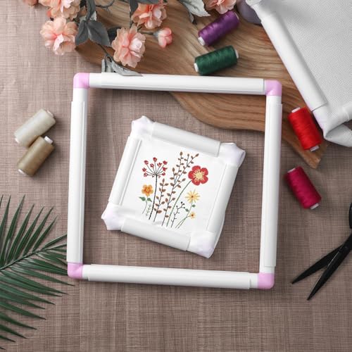 3 Pcs Square Embroidery Hoops, Embroidery Snap Frame, Plastic Cross Stitch Snap Frames, DIY Sewing Tool for Cross Stitching, Quilting, Needlepoint(6"x 6", 8" x 8", 11" x 11")