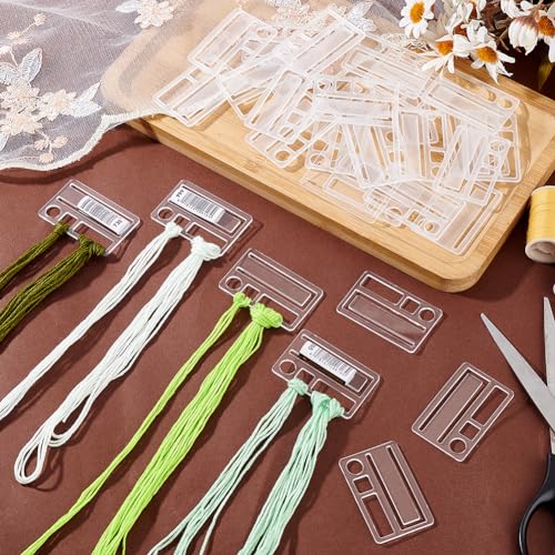 PH PandaHall Embroidery Floss Bobbins, 50pcs Floss Organizer Embroidery Thread Cards Clear Cross Stitch Thread Organizer Thread Holder Embroidery Cards for Sewing Storage Thread Organizer 1.2x1.9inch