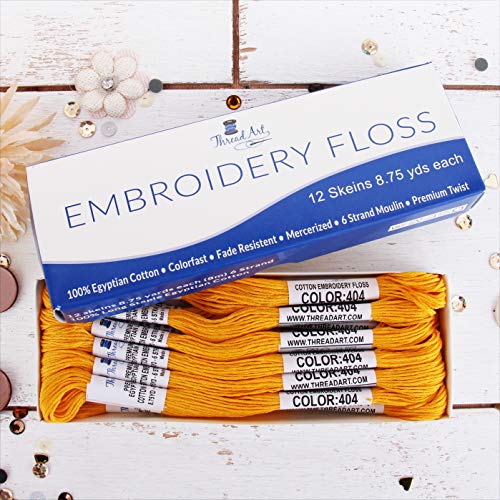 12 Skeins ThreadArt Cotton Embroidery Floss, Gold - color: Gold