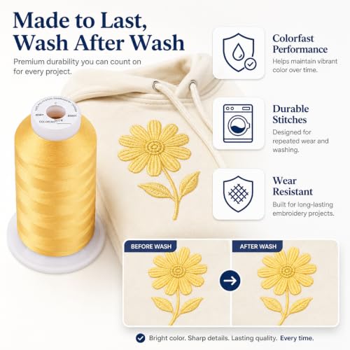 Simthread 5500Yds/5000M 40WT Polyester Embroidery Thread Butternut S024 - color: ButternutS024