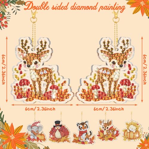 WILLBOND 30 Pcs Thanksgiving Diamond Art Kits for Adults, Animals Theme - color: Fall Animal