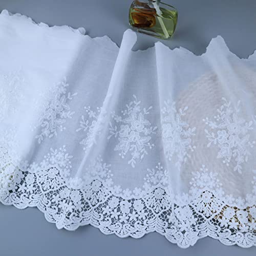 Eyelet Lace Trim 2.8 Yards 15.5 Inch Wide White Cotton Lace Ribbon Embroidery Ruffle Craft Lace for Sewing, Baby Clothes, Pets Clothes - color: 3#