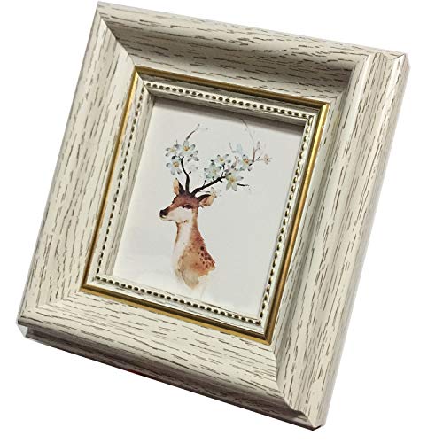 Square Picture Frame 4x4 White (Cream Color) Photo Frame Desktop Display Mount on The Wall. Plastic Panel (not Glass), Plastic Packaging (not Carton Packaging). - color: White, size: 4x4
