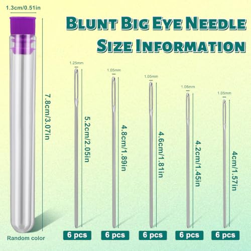 Bupete 30 Pcs Sewing Needles, 5 Sizes Large Eye Blunt Needles