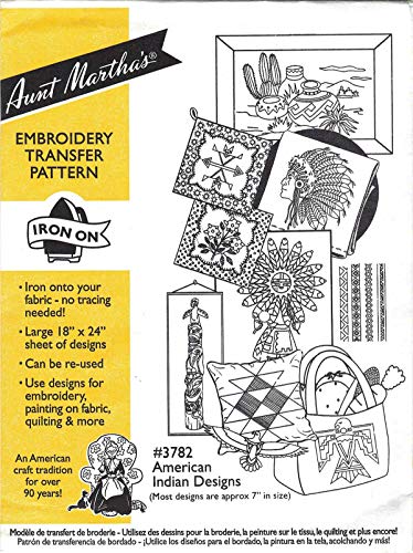 American Indian Designs Aunt Martha's Hot Iron Embroidery Transfer