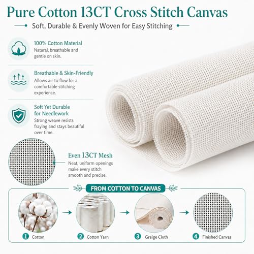 13 Mesh Needlepoint Blank Canvas - 14" x 18" - color: White 13 Mesh 14" x 18"
