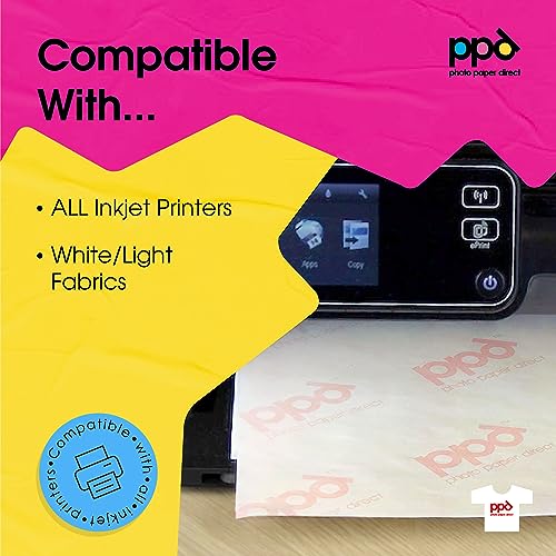 PPD 10 Sheets 8.5x11" Iron-on Heat Transfer Vinyl Paper Light Fabrics - size: 8.5 x 11, style: Light (10 Sheets)